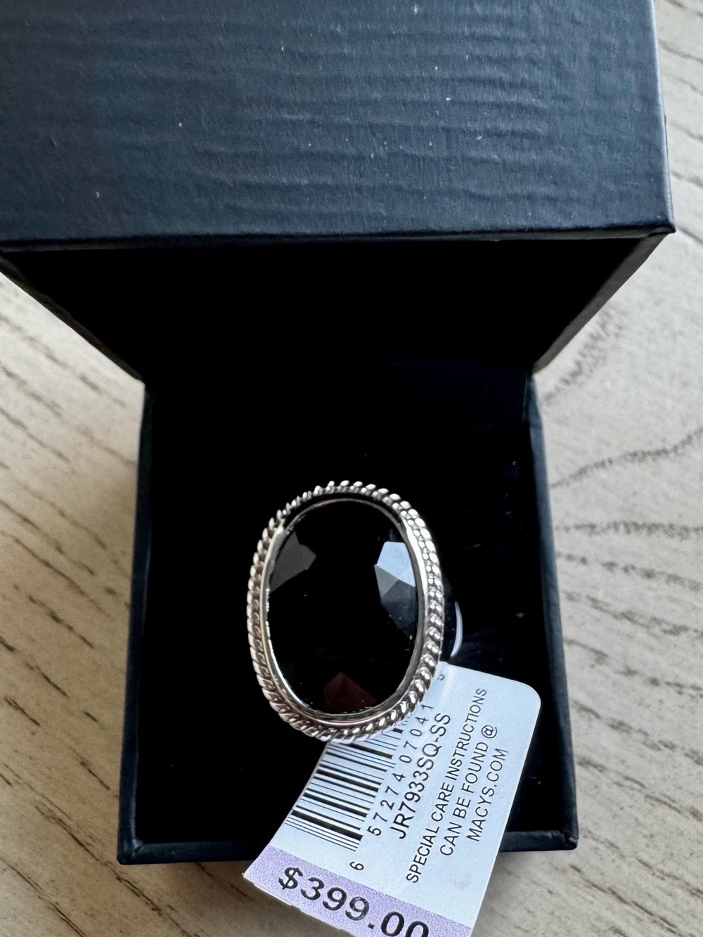 Black diamond Silver-Tone Statement Ring - Women Jewelry